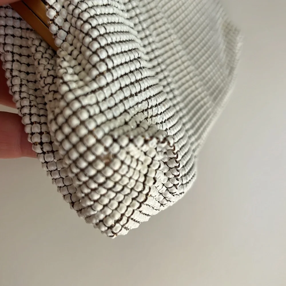 Vintage Whiting and Davis White Mesh Evening Bag Made in USA